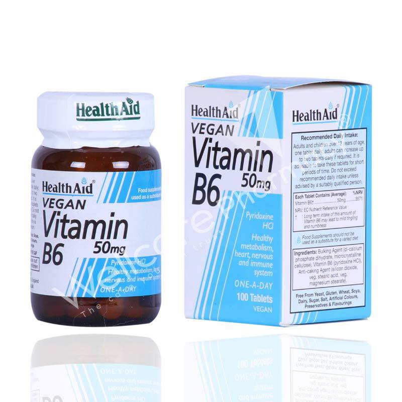فيتامين ب6 من هيلث إيد، 50 ملغ، 100 قرص فيتامين ب6 من هيلث إيد، 50 ملغ، 100 قرص