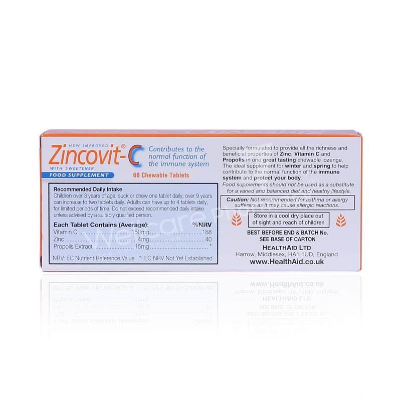 Health Aid Zincovit C Chewable Tablets 60'S