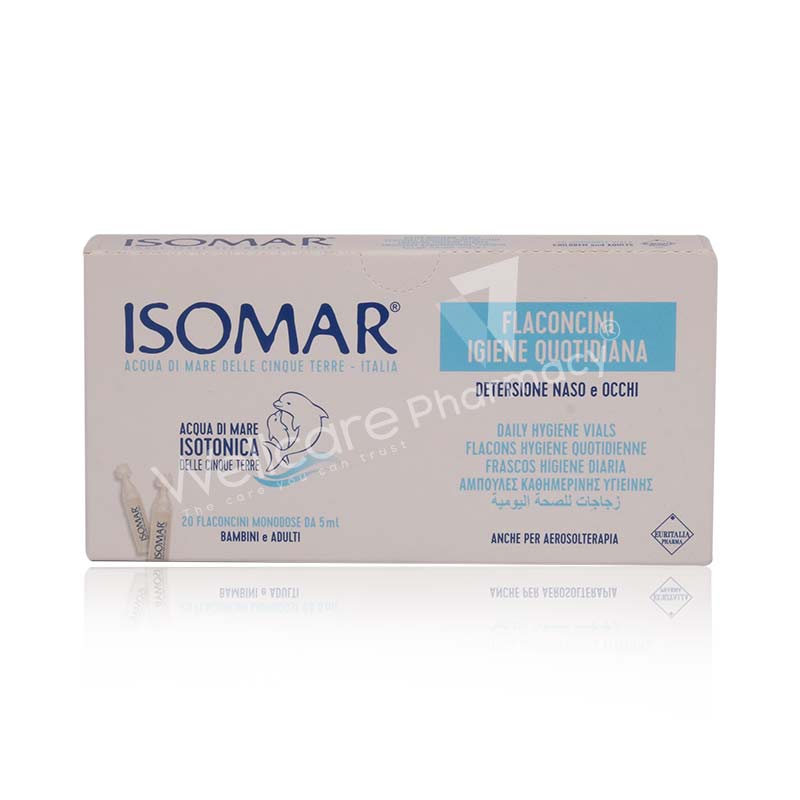 Isomar Vials For Daily Nose Eyes Hygiene 20X5ml-Ga17372 Isomar Vials For Daily Nose Eyes Hygiene 20X5ml-Ga17372