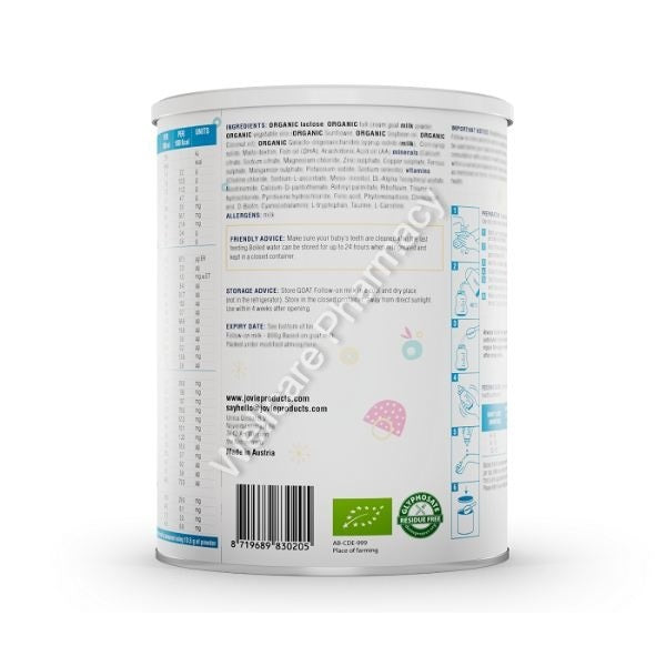 Jovie Organic Goat Milk Stage 2 Follow On 400G