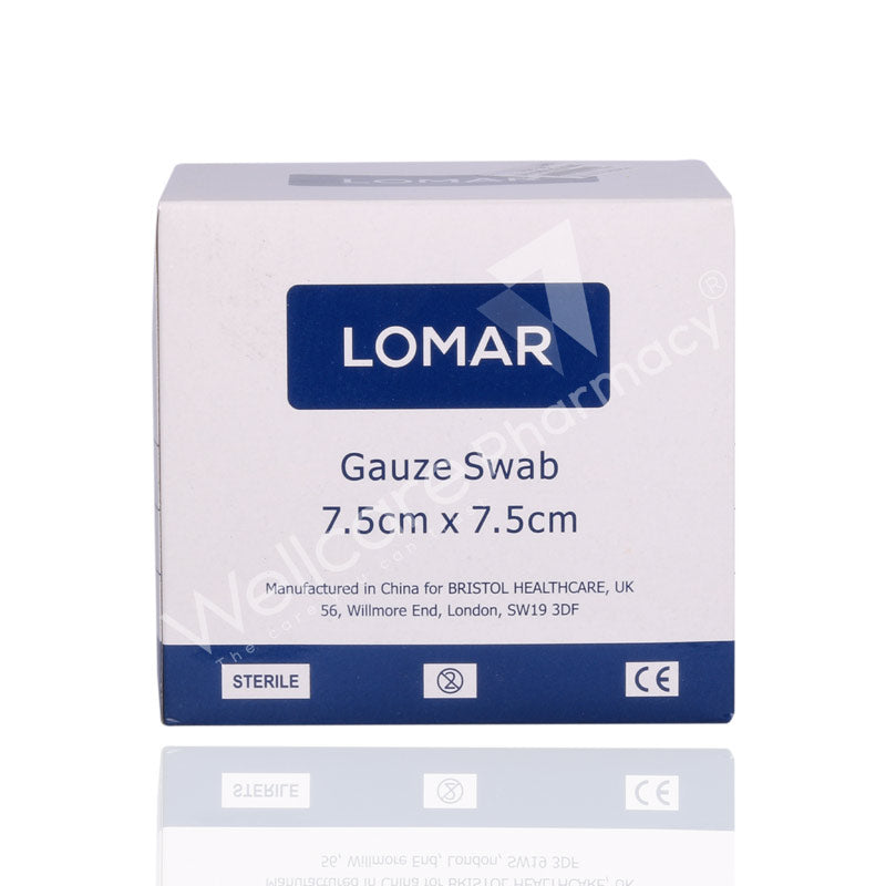LOMAR STERILE GAUZE SWABS 7.5X7.5CM 8PLY 50'S