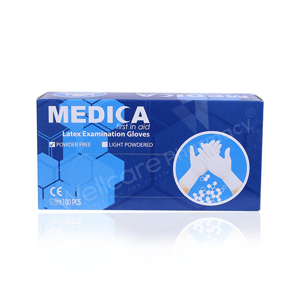 Medica Disposable Latex Gloves Powder Free Medium 100'S
