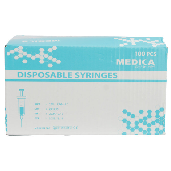 Medica Disposable Syringe With Needle 1ml 24g 100s'