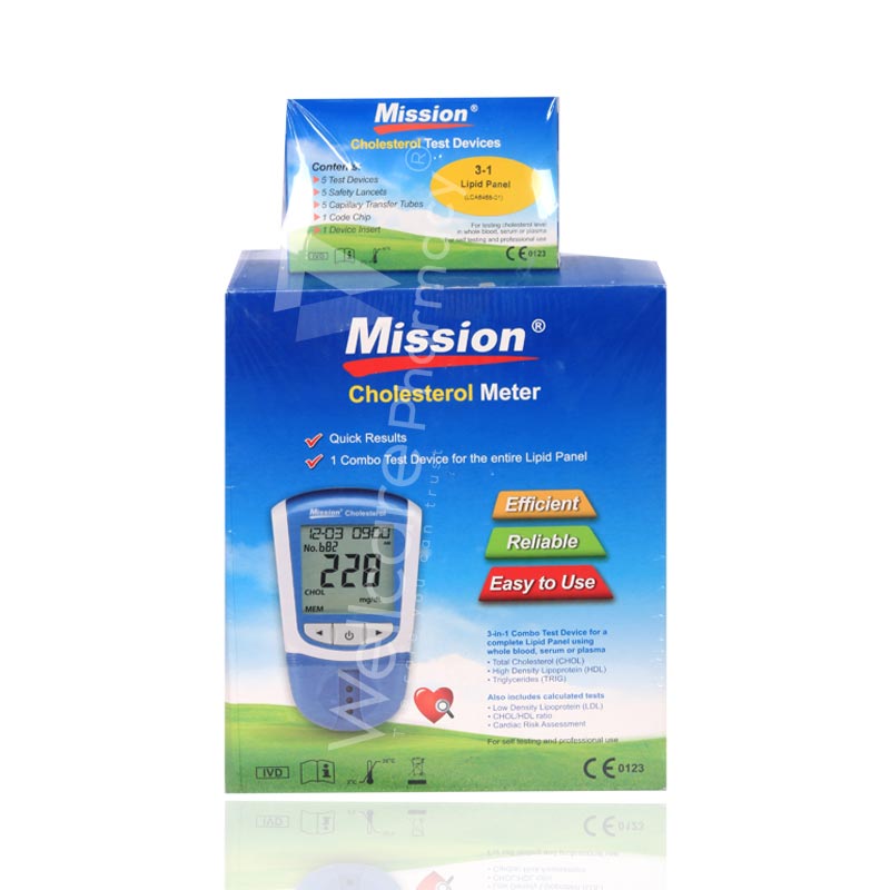 Mission 3 In 1 Cholesterol Meter And Test Strips 5'S