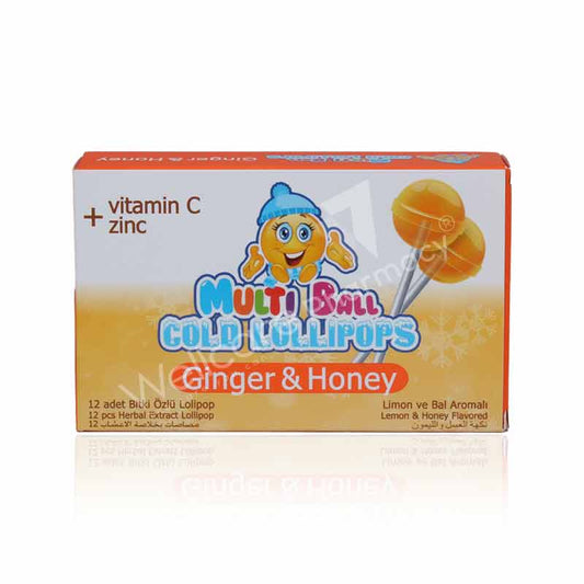MULTIBALL COLD LOLLIPOPS GINGER SUGAR FREE 12'S