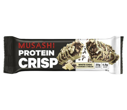 Musashi Protein Crisp Bars White Choc Cookies & Cream 60g - Wellcare Pharmacy