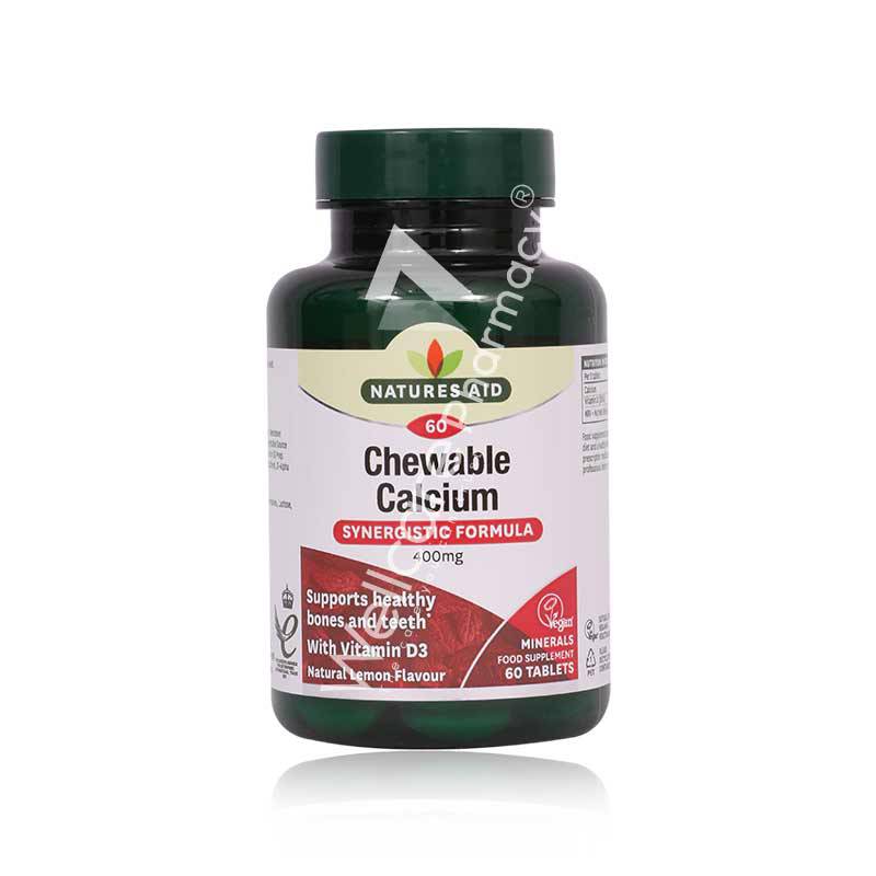 Natures Aid Calcium 400Mg Chewable Tablets 60'S