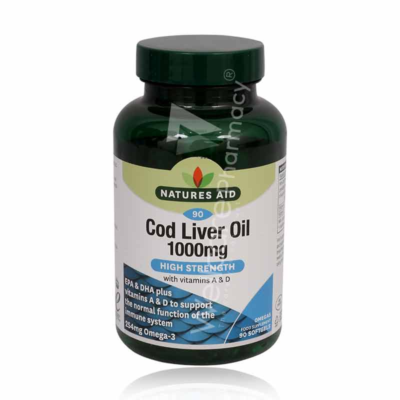 Natures Aid Cod Liver Oil 1000Mg With Vitamin A&D Capsules 90'S
