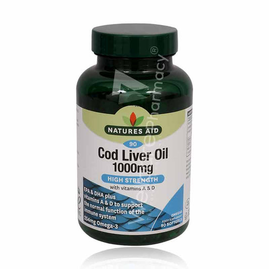 Natures Aid Cod Liver Oil 1000Mg With Vitamin A&D Capsules 90'S