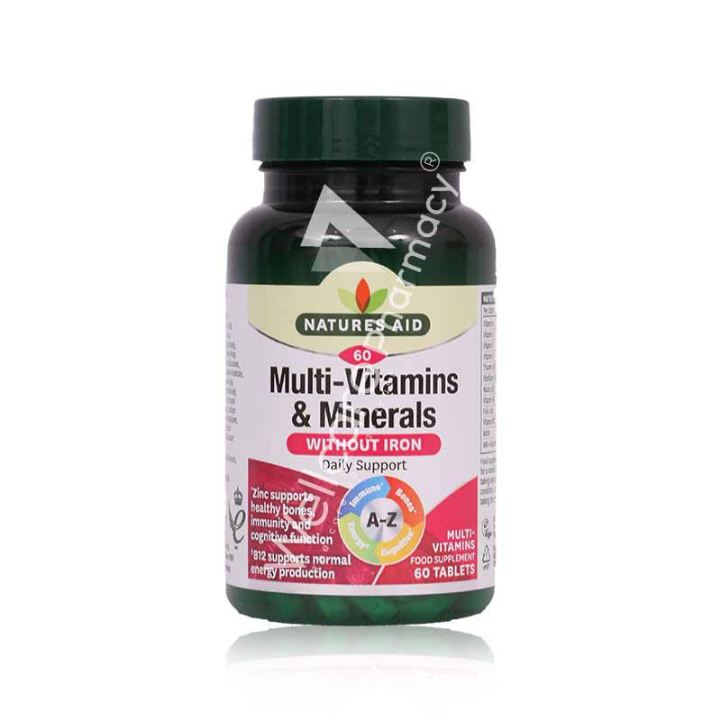 Natures Aid Multivitamins & Minerals Without Iron Tablets 60'S Natures Aid Multivitamins & Minerals Without Iron Tablets 60'S