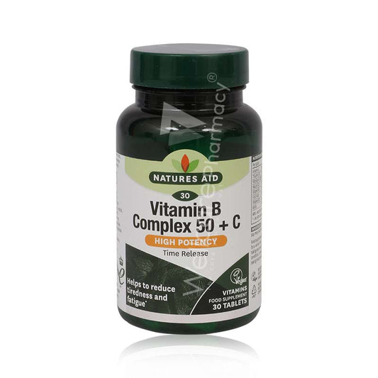 Natures Aid Vitamin B Complex 50+C Tablets 30'S