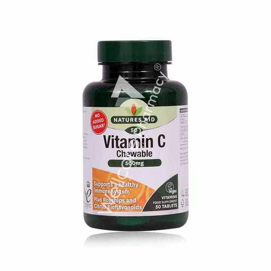 Natures Aid Vitamin C 500Mg Chewable Tablets 50'S