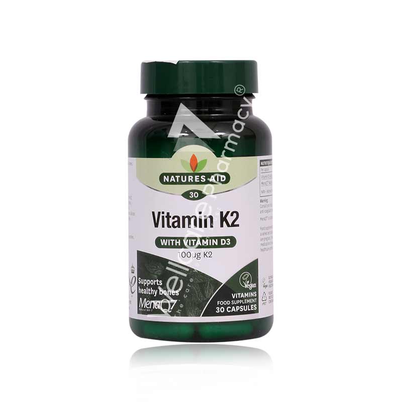 Natures Aid Vitamin K2 With Vitamin D3 Capsules 30'S