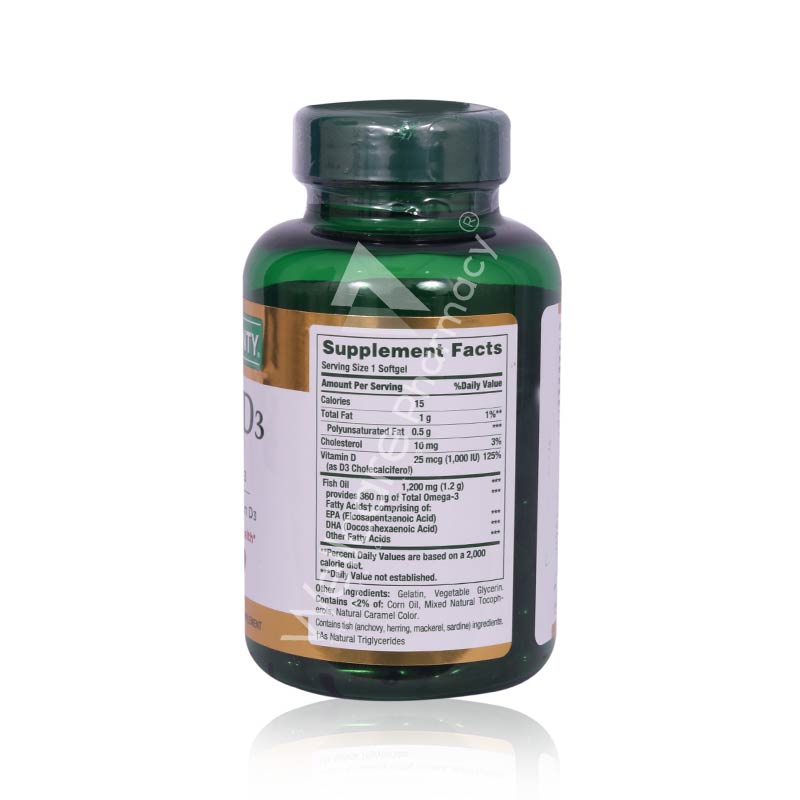 Natures Bounty Fish Oil 1200Mg + D3 1000Iu Capsules 90'S