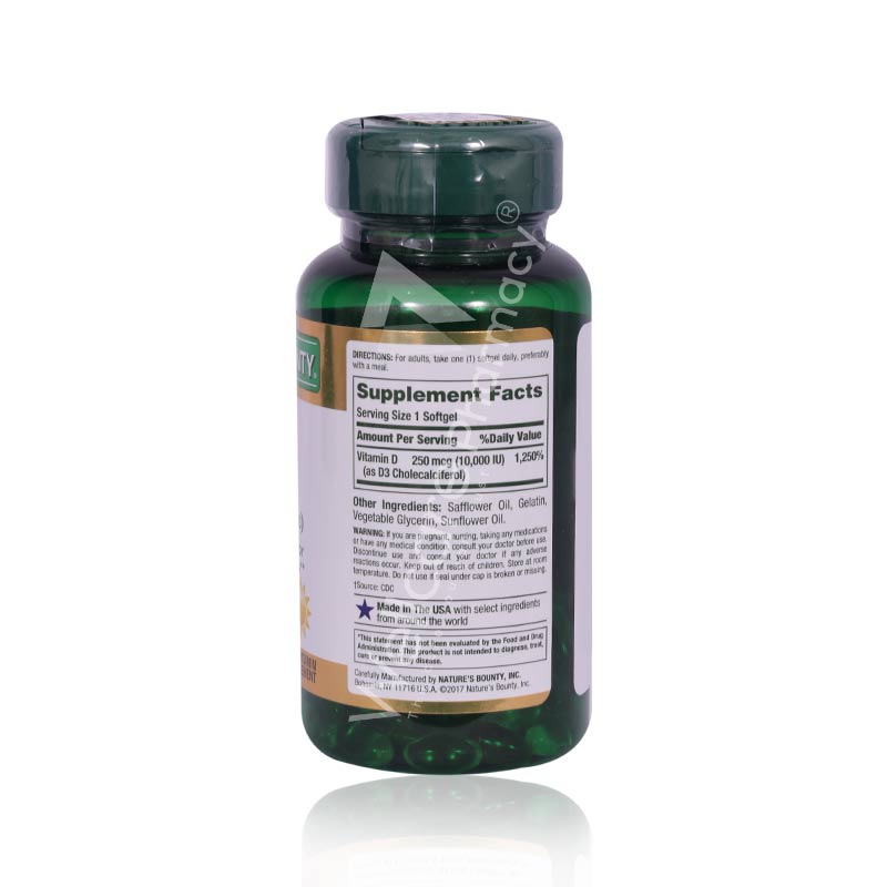 Nature's Bounty-Vitamin D3 10000 Iu Capsules 1X72's