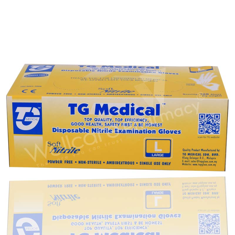 Nitrile Examination Gloves Powder Free Large100's