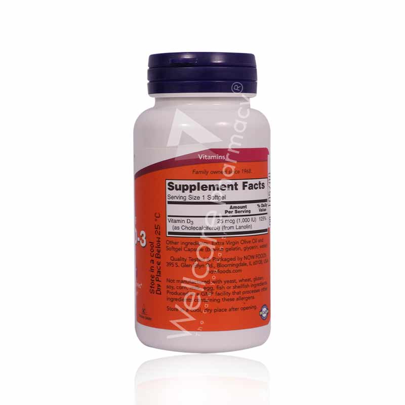 Now Vitamin D3 1000Iu Softgels 180'S Now Vitamin D3 1000Iu Softgels 180'S