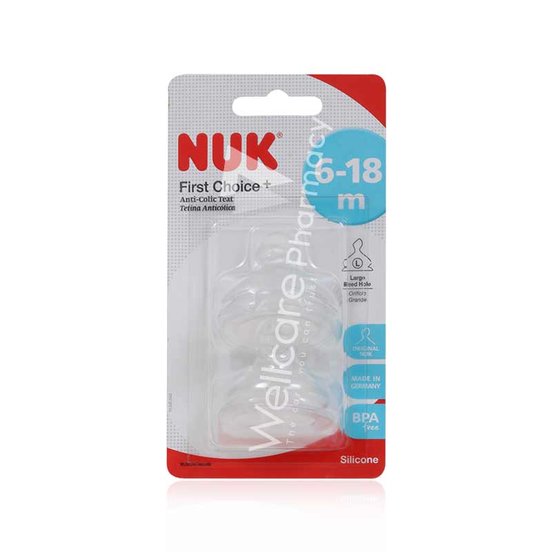 NUK FIRST CHOICE PLUS SILICONE TEAT S2 6-18M 2'S