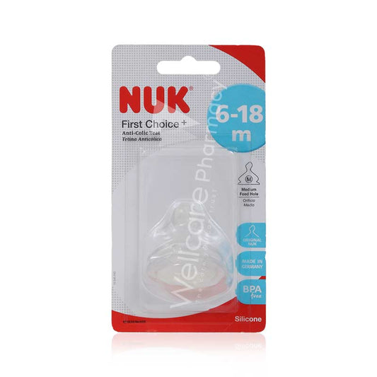 NUK FIRST CHOICE PLUS SILICONE TEAT S2 6-18MONTHS 1'S