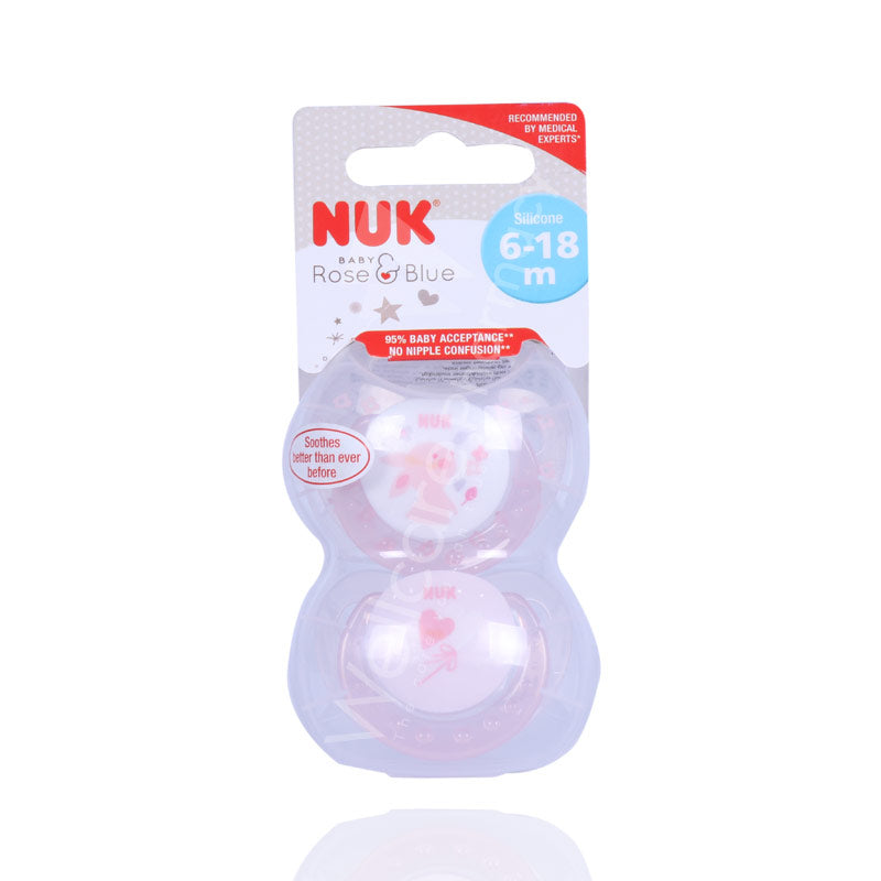 Nuk Rose 6 To 18Months Silicon Soother 2'S