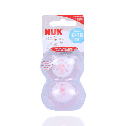 Nuk Rose 6 To 18Months Silicon Soother 2'S