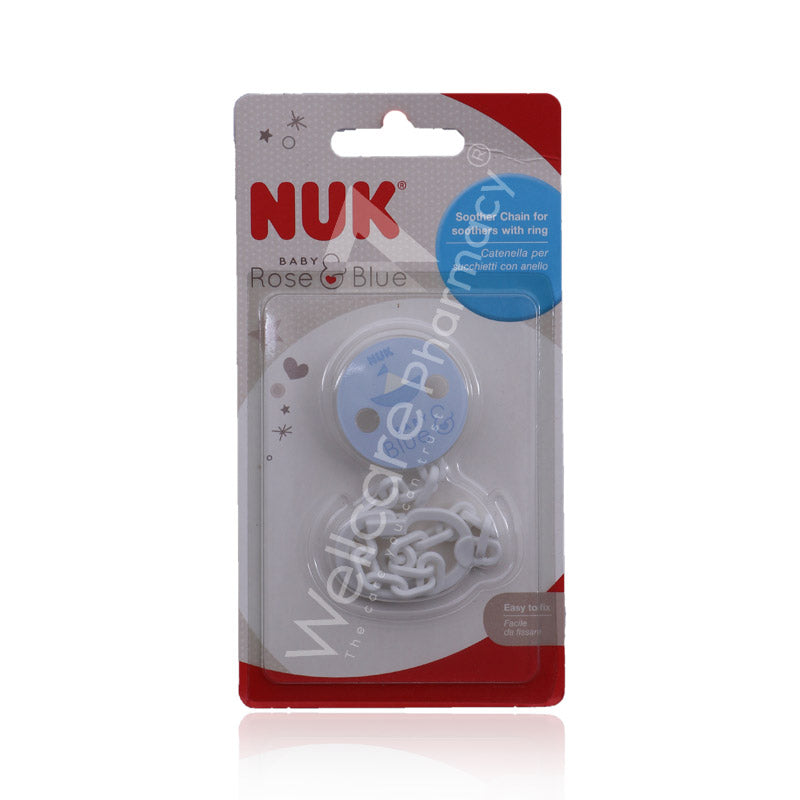 Nuk Rose & Blue Soother Chain 1'S