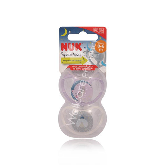 Nuk Space Night Pacifier Girl 0-6M 2'S