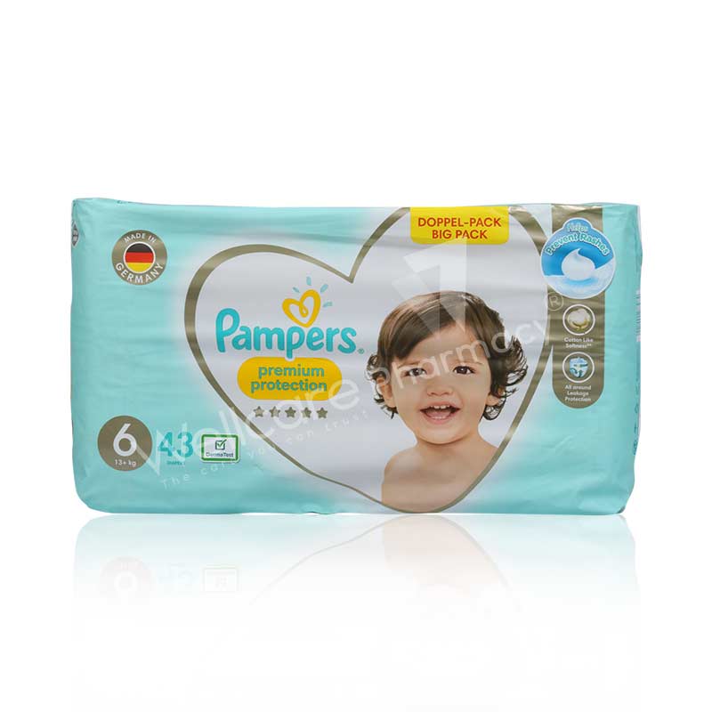 Pampers Premium Protection No:6 Diapers, Size: 13+ Kg 43Pcs Pampers Premium Protection No:6 Diapers, Size: 13+ Kg 43Pcs