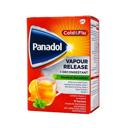 Panadol Cold & Flu Vapour Release Decongestant Sachets 10'S