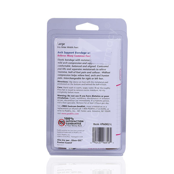 Pedifix P6002 Arch Support Bandage  With Metatarsal Pad Large