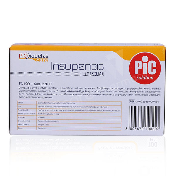 Pic Insupen -Insulin Pen Needles 6mm 31g 1x100'S