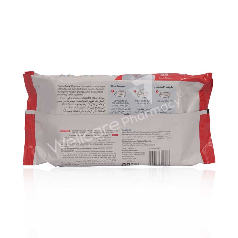 Pigeon 100% Pure Water Baby Wipes 80'S 