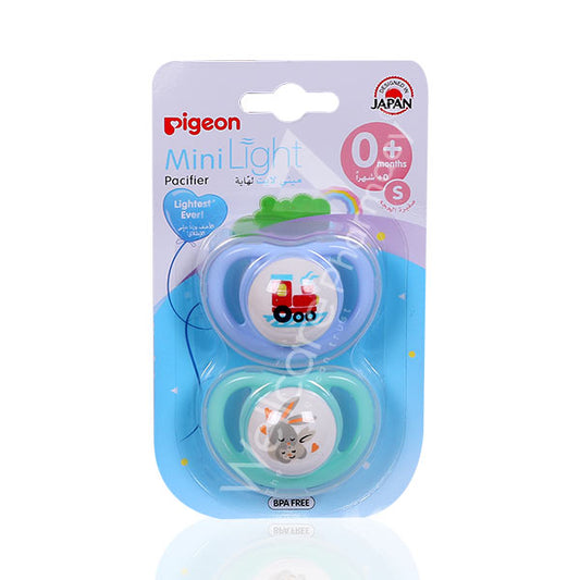 Pigeon Minilight Pacifier Single 0 Months Plus Boy Train & Rabbit