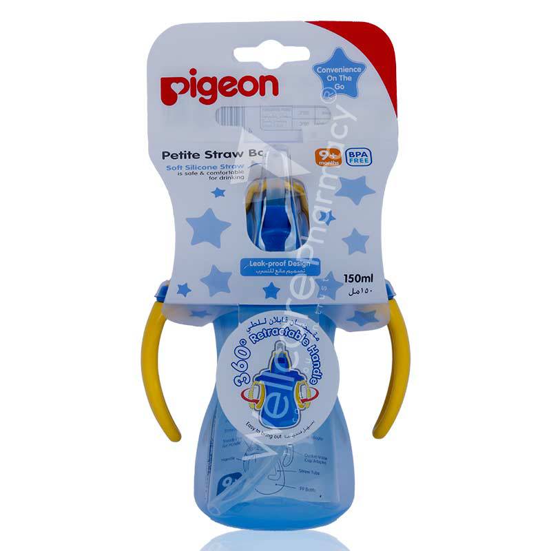 Pigeon Petite Straw Bottle Blue 150Ml Pigeon Petite Straw Bottle Blue 150Ml