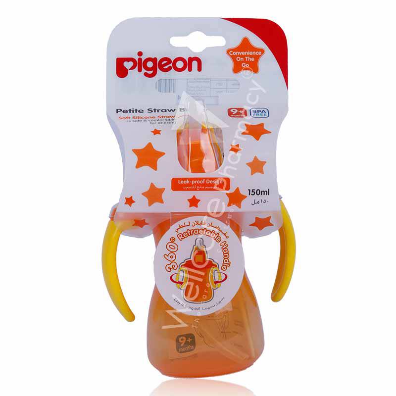 Pigeon Petite Straw Bottle Orange 150Ml Pigeon Petite Straw Bottle Orange 150Ml