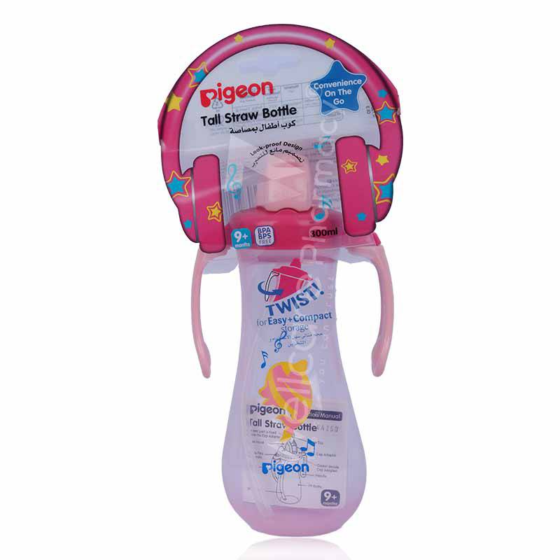 Pigeon Tall Straw Bottle Pink 300Ml Pigeon Tall Straw Bottle Pink 300Ml