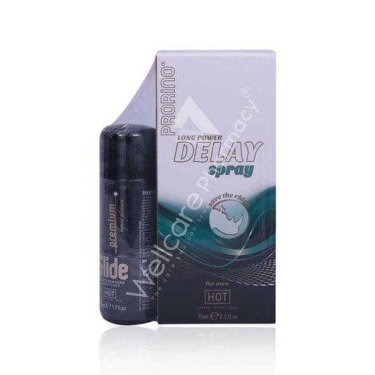 Prorino Long Power Delay Spray 15ml + Glide Sil.Based Lubricant 50ml