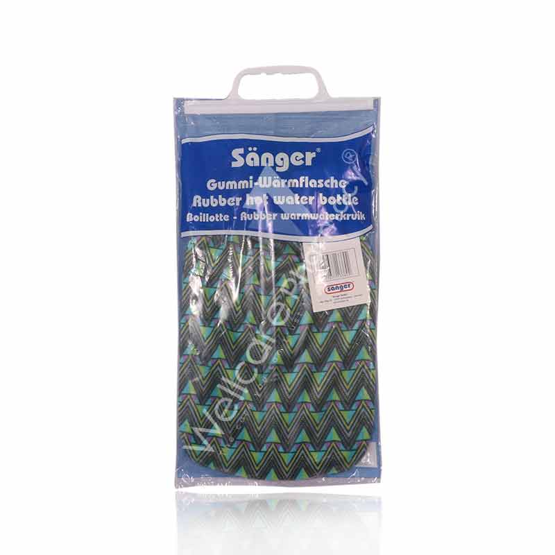 Sanger Velour Cover Zick Zack Hot Water Bag Turquise Green