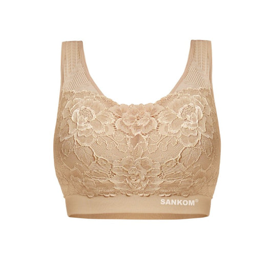 SANKOM BREATHABLE CLASSIC BRA WITH LACE BIEGE LARGE