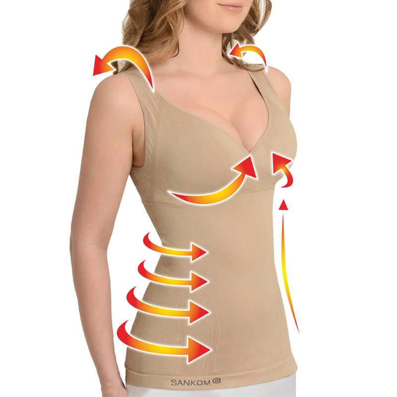 SANKOM FUNCTIONAL PATENT VEST WITH BRA BEIGE COLOR LARGE AND EXTRA LARGE
