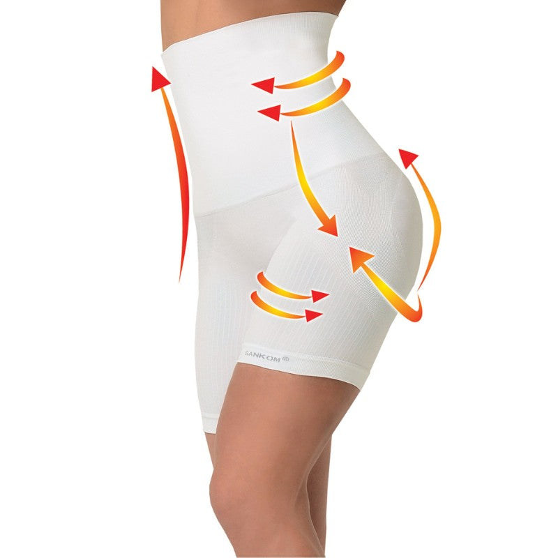 SANKOM PEARL FIBERS LUXURY SHORT WOMEN SHAPER L AND XL WHITE