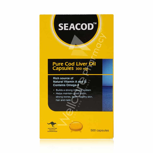 Seacod Pure Cod Liver Oil 300Mg 500 Capsules