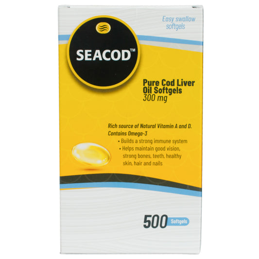 Seacod Pure Cod Liver Oil 300mg 500 Capsules