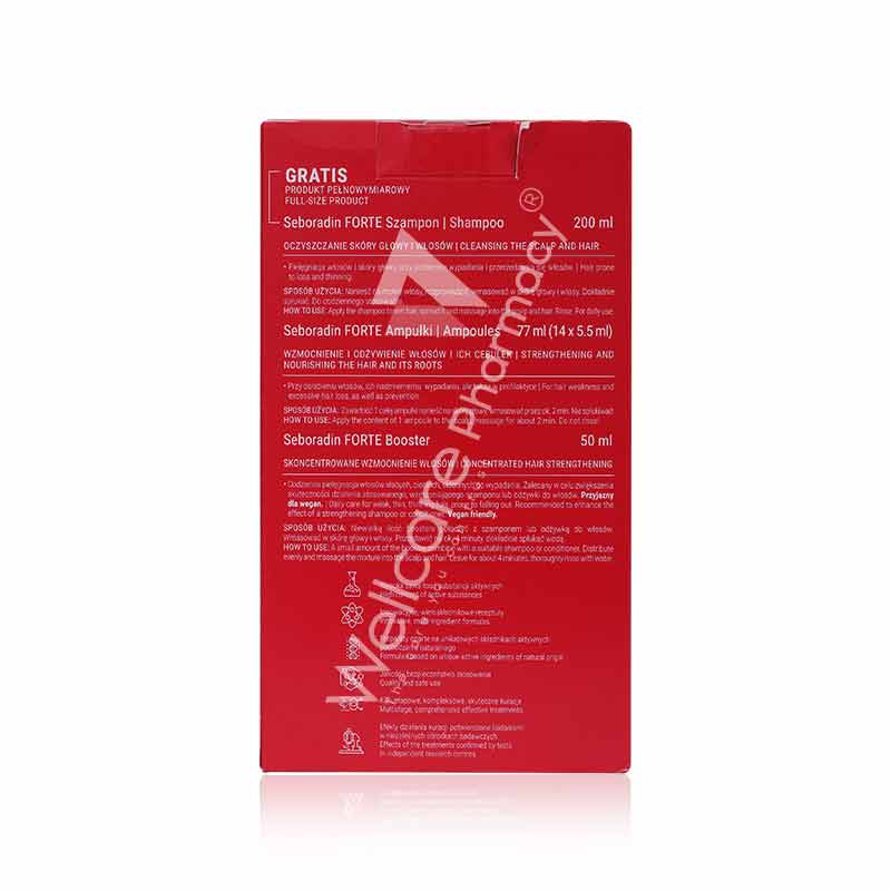 Seboradin Forte Gift Set-Ampoules 14x5.5ml+booster 50ml+shampoo 200ml