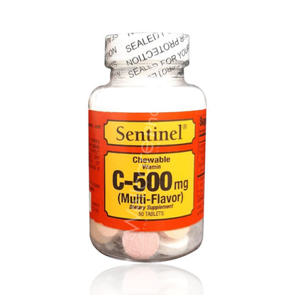 Sentinel Chewable Vitamin C-500mg Multi Flavor Tablets 50'S