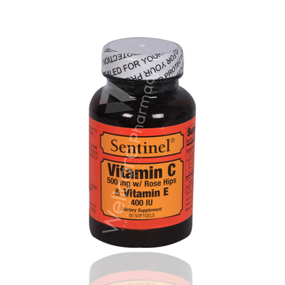 Sentinel Vitamin C 500Mg Rose Hips Vitamin E 400 Iu Soft Gel 50'S