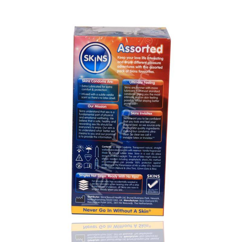 Skins Assorted Lubricated Condoms 12'S Skins Assorted Lubricated Condoms 12'S