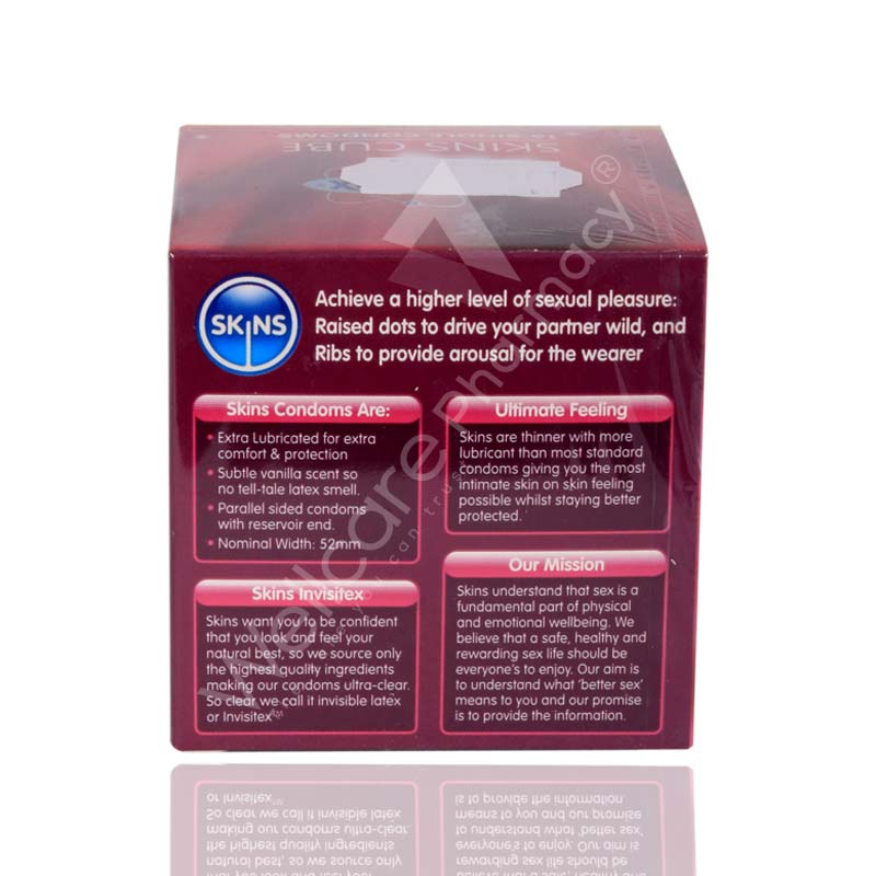 Skins Cube Dots & Ribs Lubricated Condoms 16'S