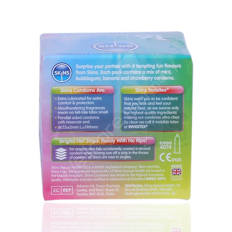 Skins Cube Flavoured Lubricated Condoms 16'S
