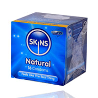 Skins Cube Natural Lubricated Condoms 16'S